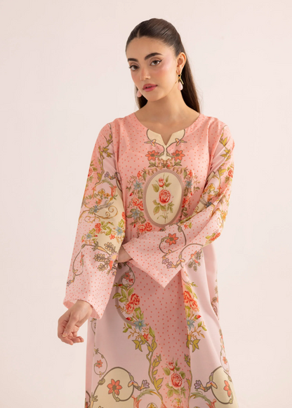 Ladies Peach Silk Finish Kaftan Online in KSA Riyadh Saudi Arabia Oman Bahrain Qatar