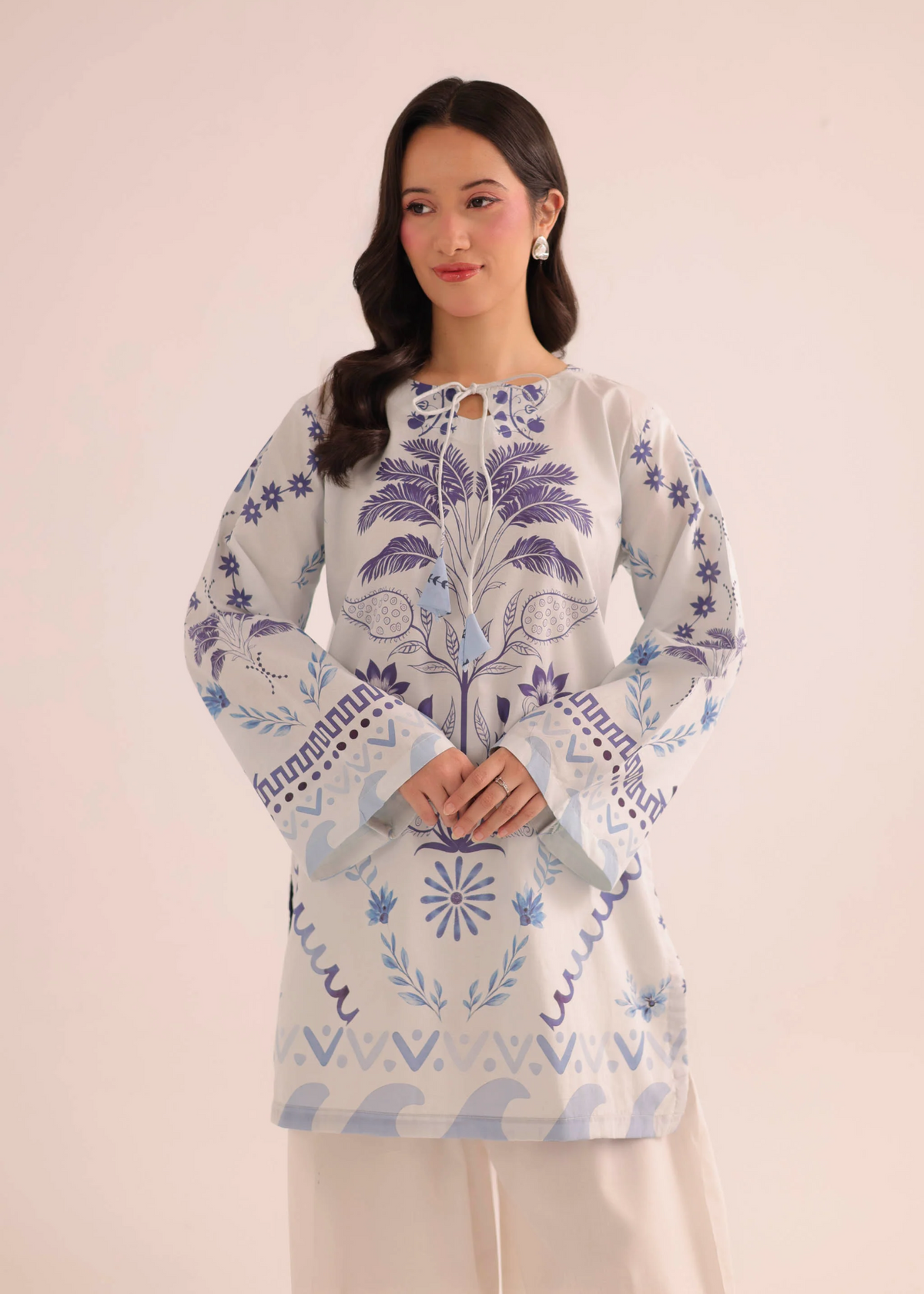 Ladies Pearl White Poly Lawn Shalwar Kameez Online in UK USA Canada