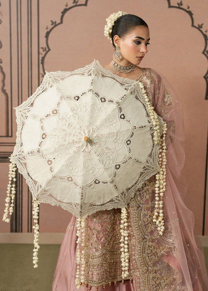 Ladies Pink Embroidered Charmuse Pakistani Wedding Outfit Online in UK USA Canada