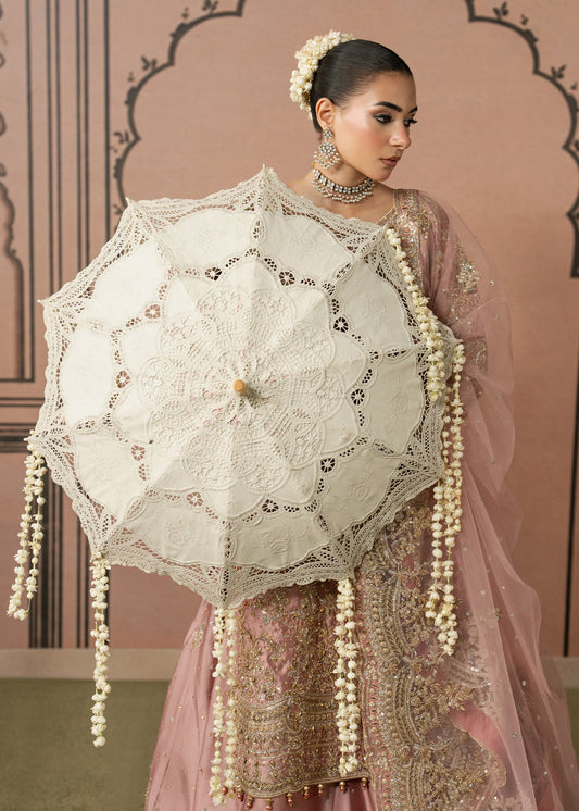 Ladies Pink Embroidered Charmuse Pakistani Wedding Outfit Online in UK USA Canada
