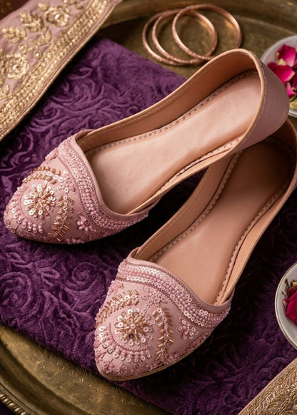 Ladies Pink Embroidered Khussa Shoes Online in KSA Riyadh Saudi Arabia Oman Bahrain Qatar