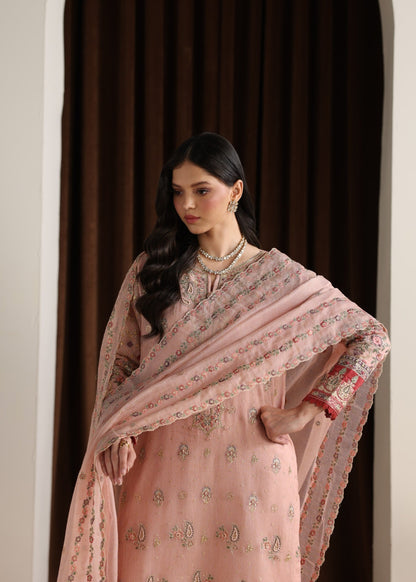 Ladies Pink Embroidered Net Kurta Suit Online in UK USA Canada