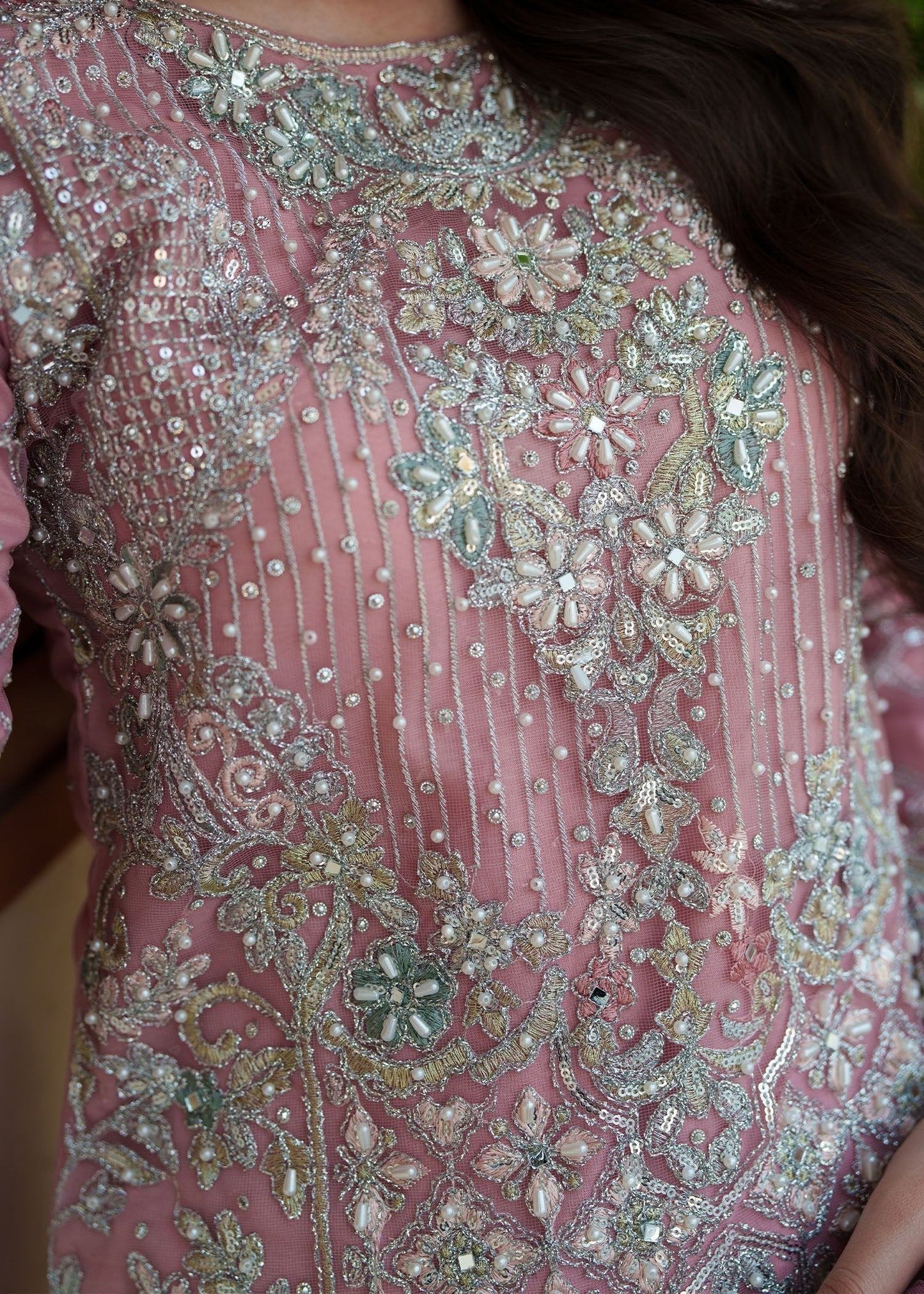 Ladies Pink Jamawar Trouser Suit Online in UK USA Canada