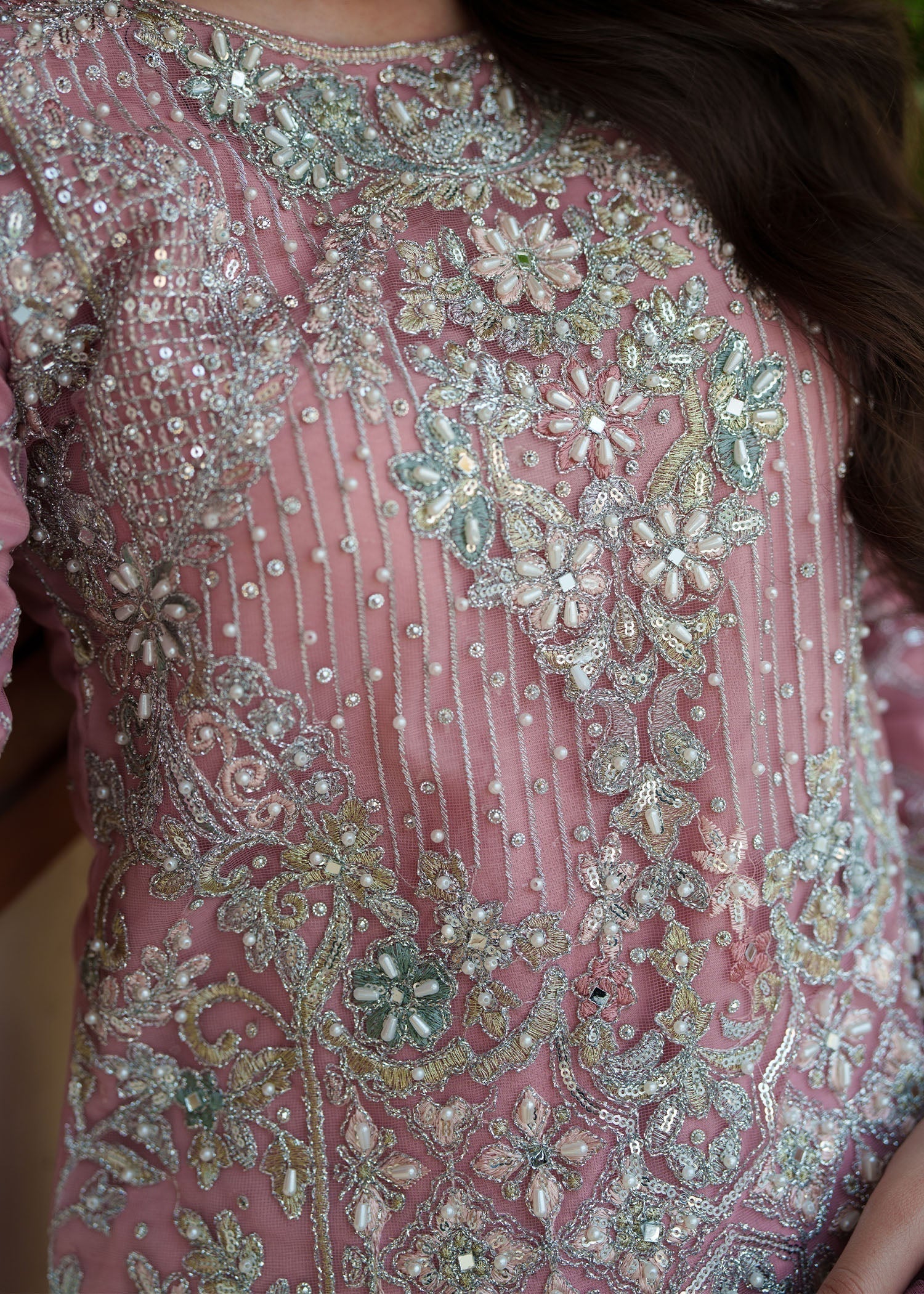 Ladies Pink Jamawar Trouser Suit Online in UK USA Canada