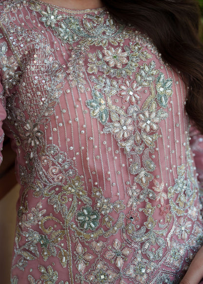 Ladies Pink Jamawar Trouser Suit Online in UK USA Canada