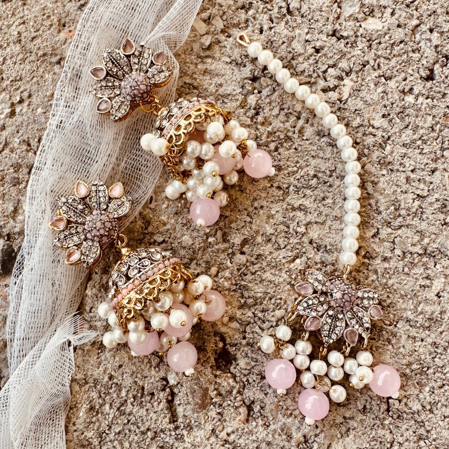 Ladies Pink Jewellery Set Gold Plated Online in UK USA Canada