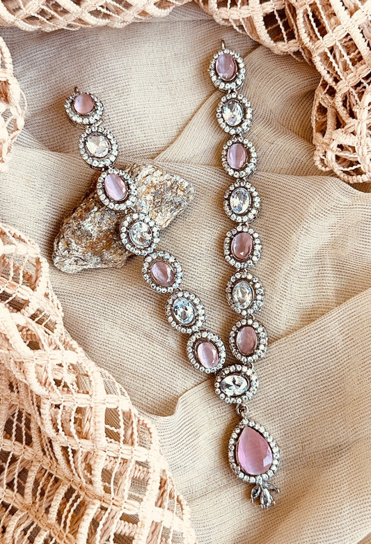 Ladies Pink Jewellery Set Online in KSA Riyadh Saudi Arabia Oman Bahrain Qatar