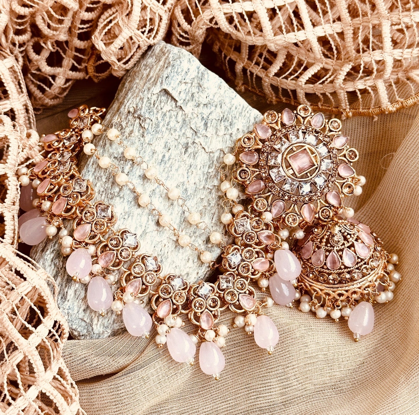 Ladies Pink Jhumki Earrings for Festive Look Online in KSA Riyadh Saudi Arabia Oman Bahrain Qatar