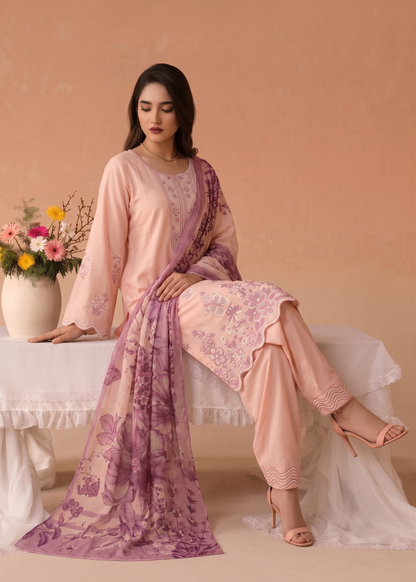 Ladies Pink Lawn Kurta Shalwar Online in UK USA Canada