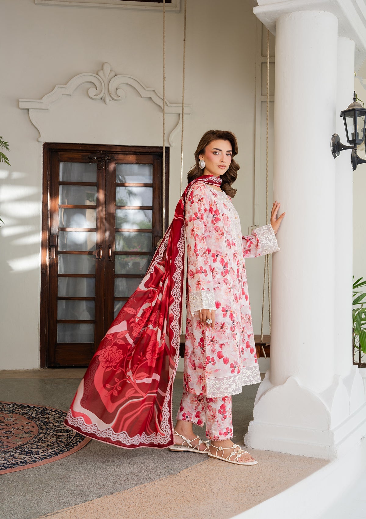 Ladies Pink Lawn Suit Embroidered Online in UK USA Canada