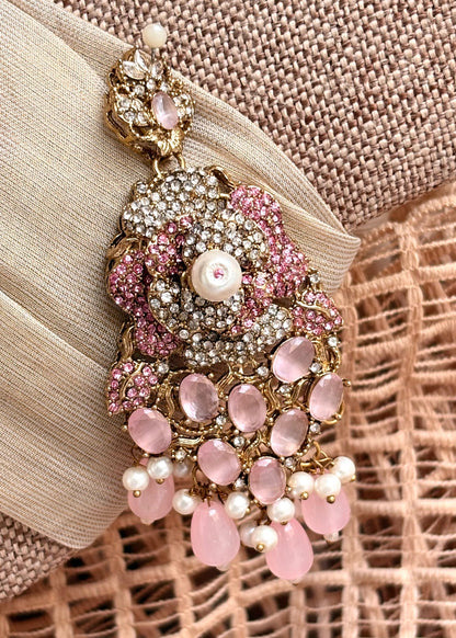 Ladies Pink Pearl Choker Necklace Set Online in KSA Riyadh Saudi Arabia Oman Bahrain Qatar