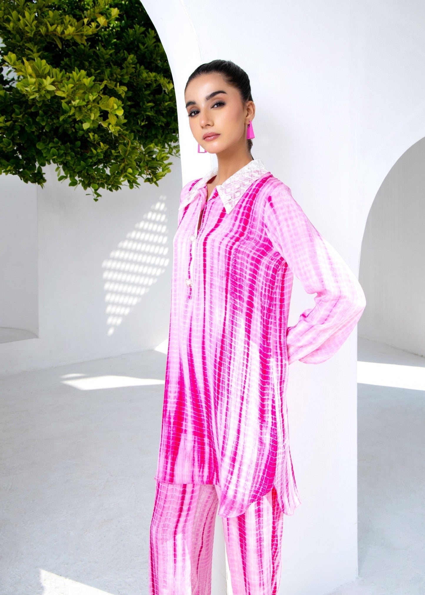 Ladies Pink Raw Silk Pakistani Co Ord Set Online in KSA Riyadh Saudi Arabia Oman Bahrain Qatar