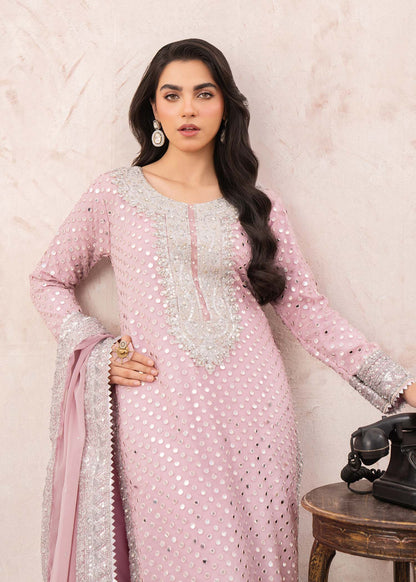 Ladies Pink Raw Silk Partywear Suit Online in UK USA Canada