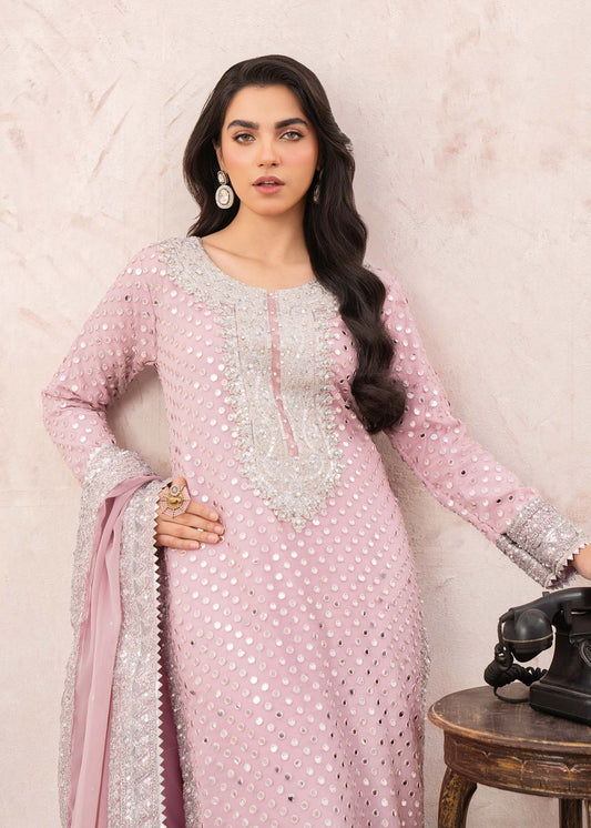 Ladies Pink Raw Silk Partywear Suit Online in UK USA Canada