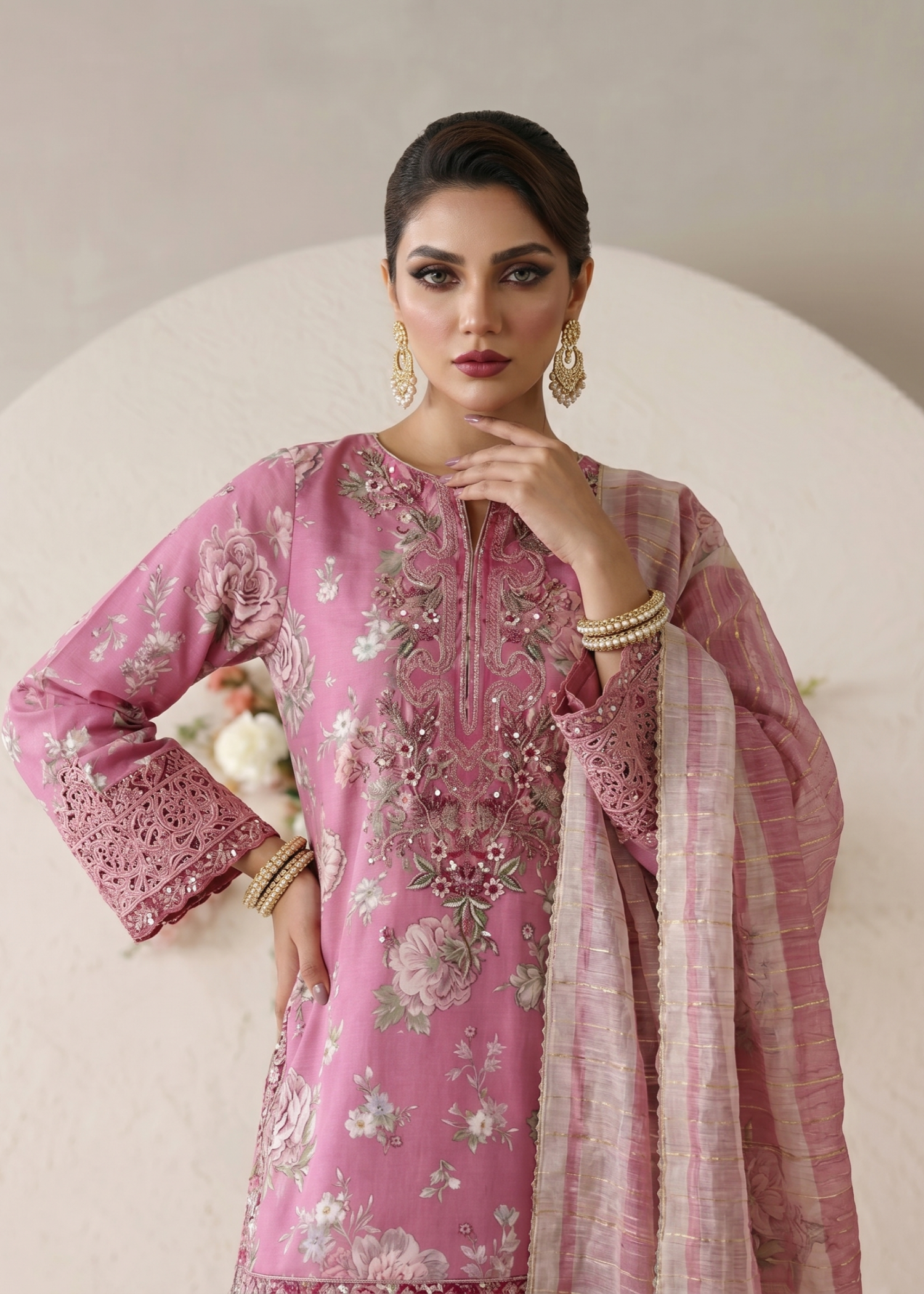 Ladies Pink Sharara Suit Online in UK USA Canada