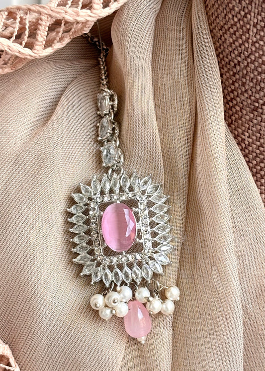 Ladies Pink Silver Choker Set Online in UK USA Canada