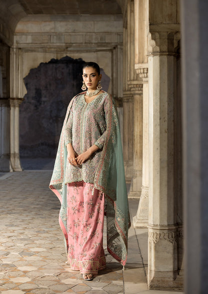 Ladies Pink Tilla Embroidered Organza Festive Outfit Online in UK USA Canada