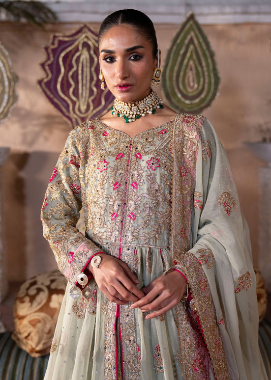 Ladies Pistachio Green Chiffon Partywear Dress Online in UK USA Canada