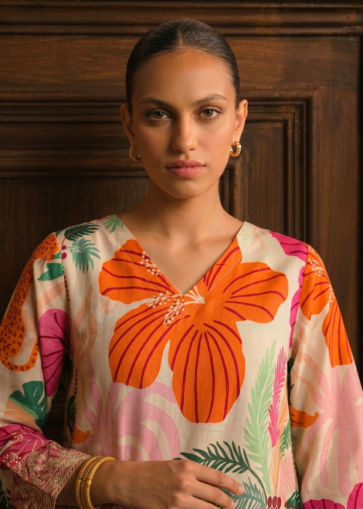 Ladies Pistachio Green Printed Poly Lawn Kurta Set Online in UK USA Canada