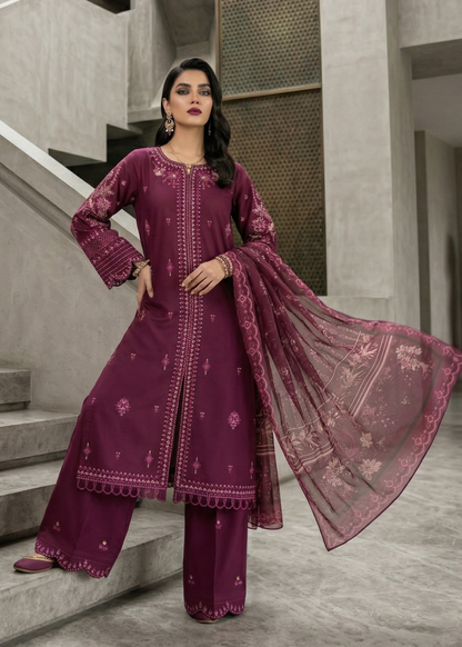 Ladies Plum Embroidered Lawn Shalwar Kameez Online in UK USA Canada