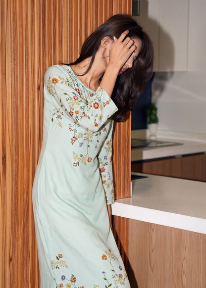Ladies Poly Silk Embellished Kaftan Online in KSA Riyadh Saudi Arabia Oman Bahrain Qatar
