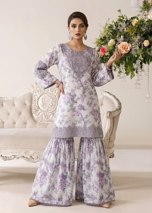 Ladies Printed Off White Shalwar Kameez Online in UK USA Canada