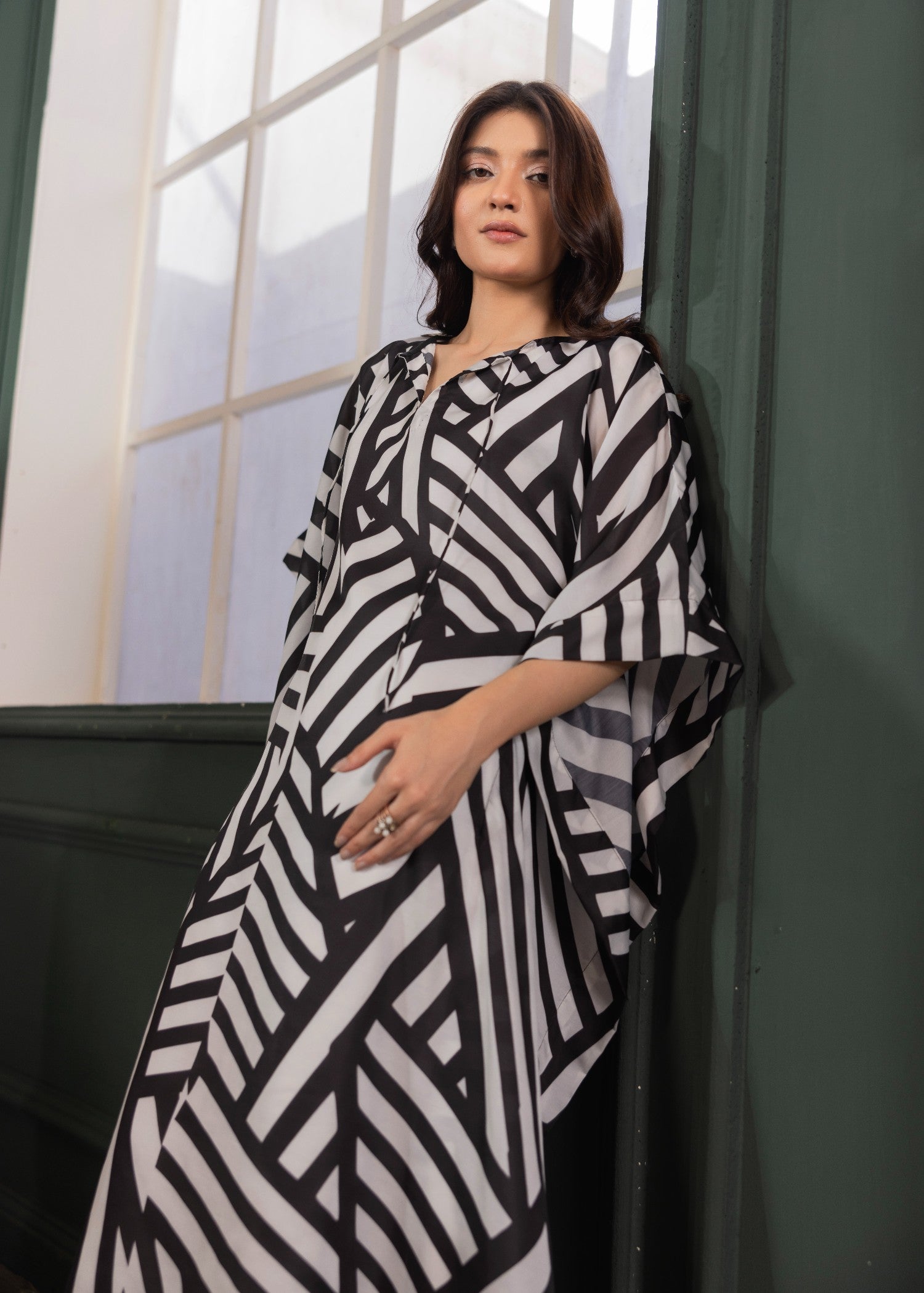 Ladies Printed Poly Lawn Partywear Kaftan Online in Sri Lanka India Australia