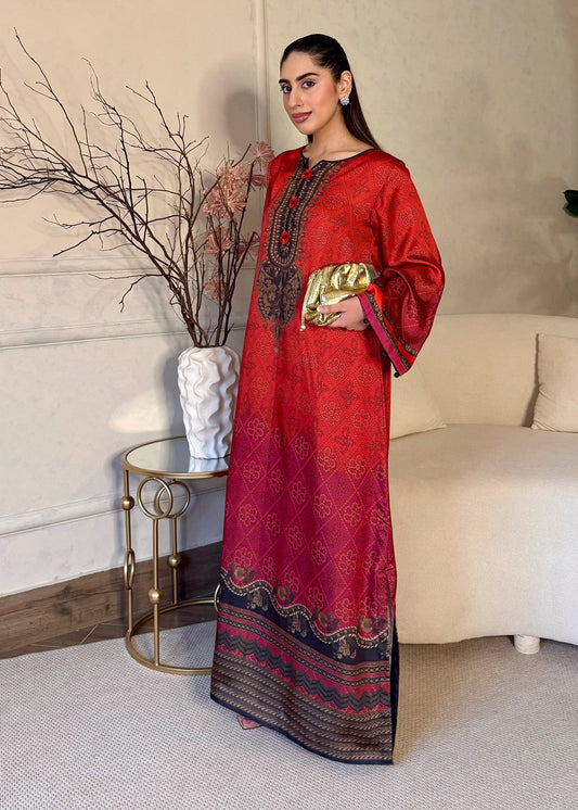Ladies Printed Satin Silk Kaftan Online in KSA Riyadh Saudi Arabia Oman Bahrain Qatar