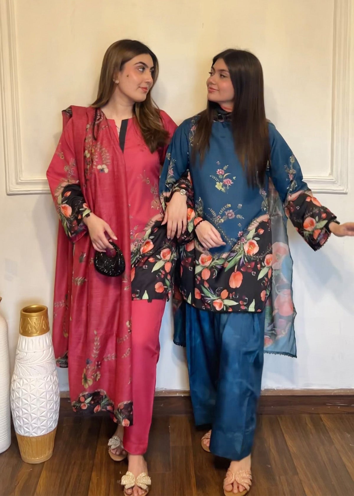 Ladies Printed Silk Finish Lawn Kurta Shalwar Online in UK USA Canada