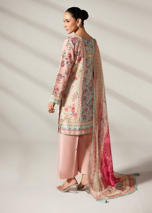 Ladies Printed Silk Finish Lawn Suit with Dupatta Online in UK USA Canada