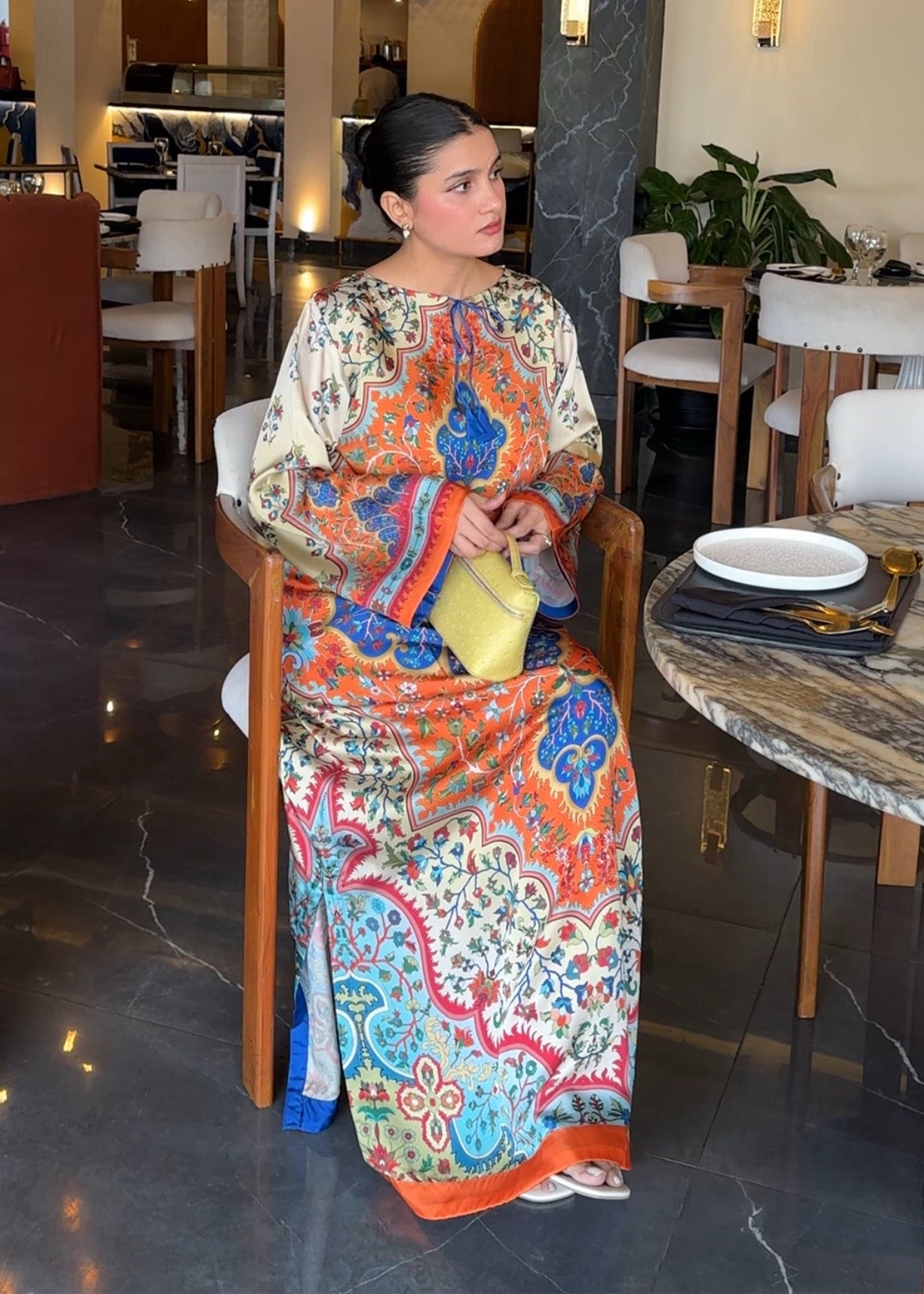 Ladies Printed Silk Kaftan Dress Online in Sri Lanka India Australia