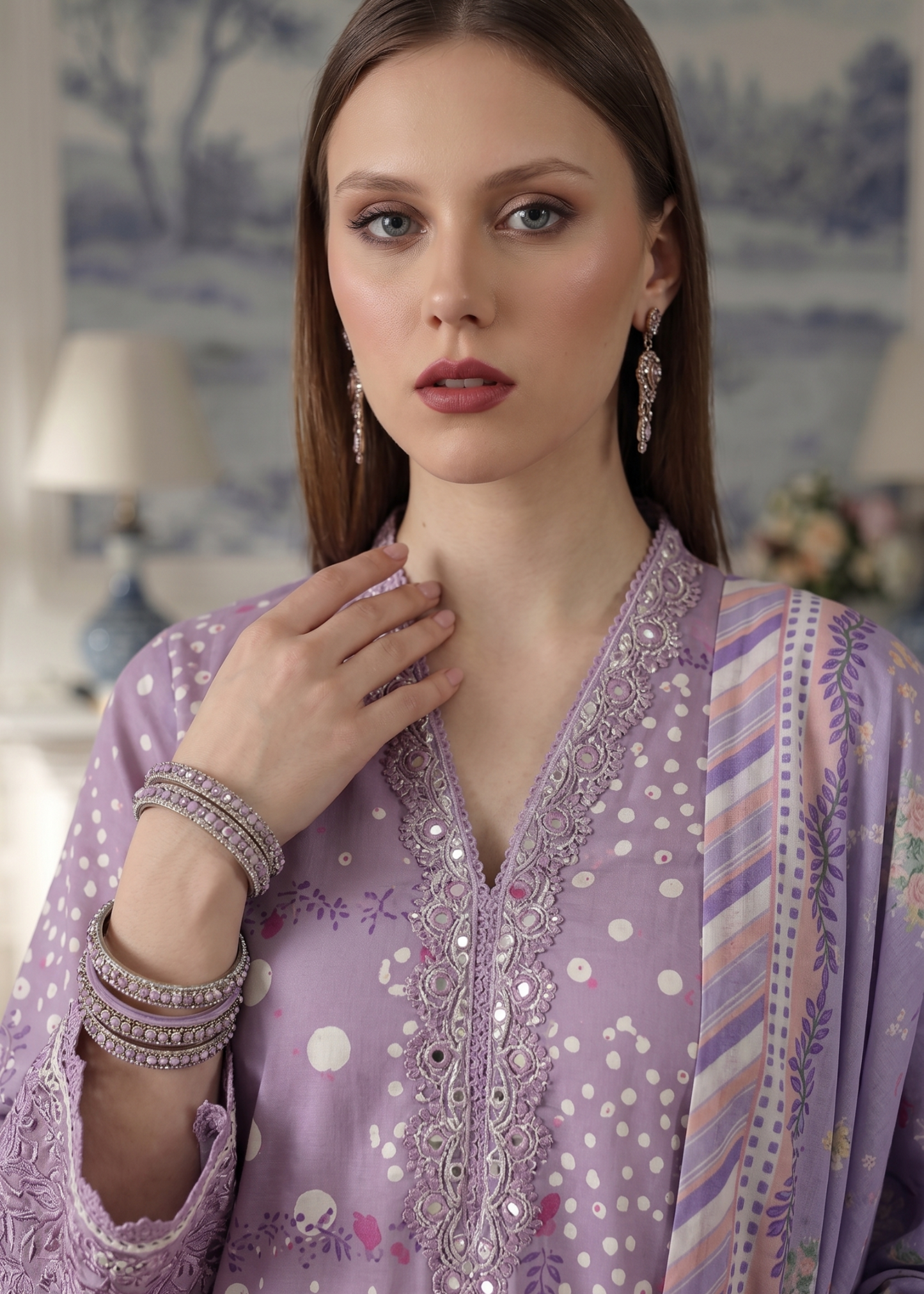 Ladies Purple Ash Lawn Embroidered 3 Piece Suit Online in UK USA Canada