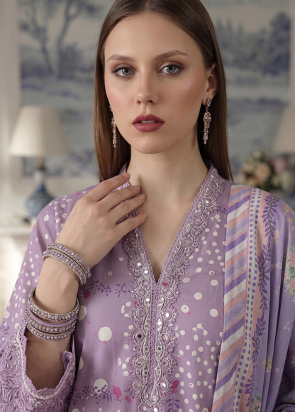 Ladies Purple Ash Lawn Embroidered 3 Piece Suit Online in UK USA Canada