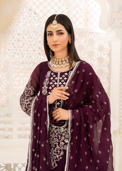 Ladies Purple Chiffon Shalwar Kameez Online in UK USA Canada