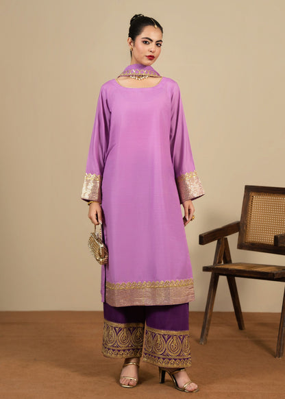 Ladies Purple Cotton Salwar Kameez with Chiffon Dupatta Online in KSA Riyadh Saudi Arabia Oman Bahrain Qatar