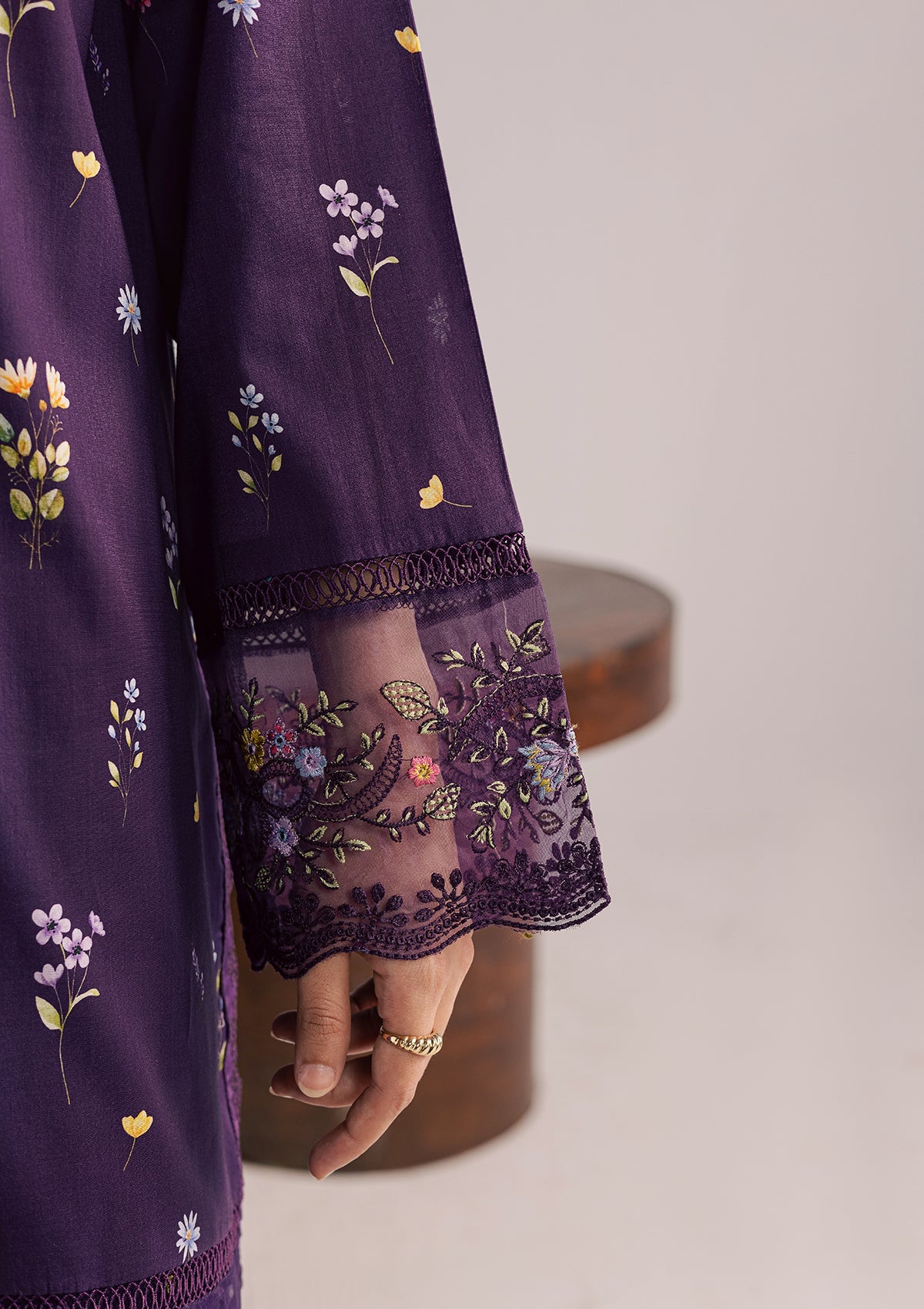 Ladies Purple Embroidered Lawn Kurta Set Online in UK USA Canada