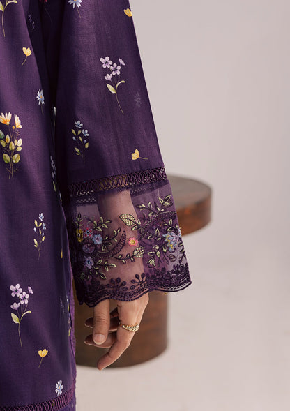 Ladies Purple Embroidered Lawn Kurta Set Online in UK USA Canada
