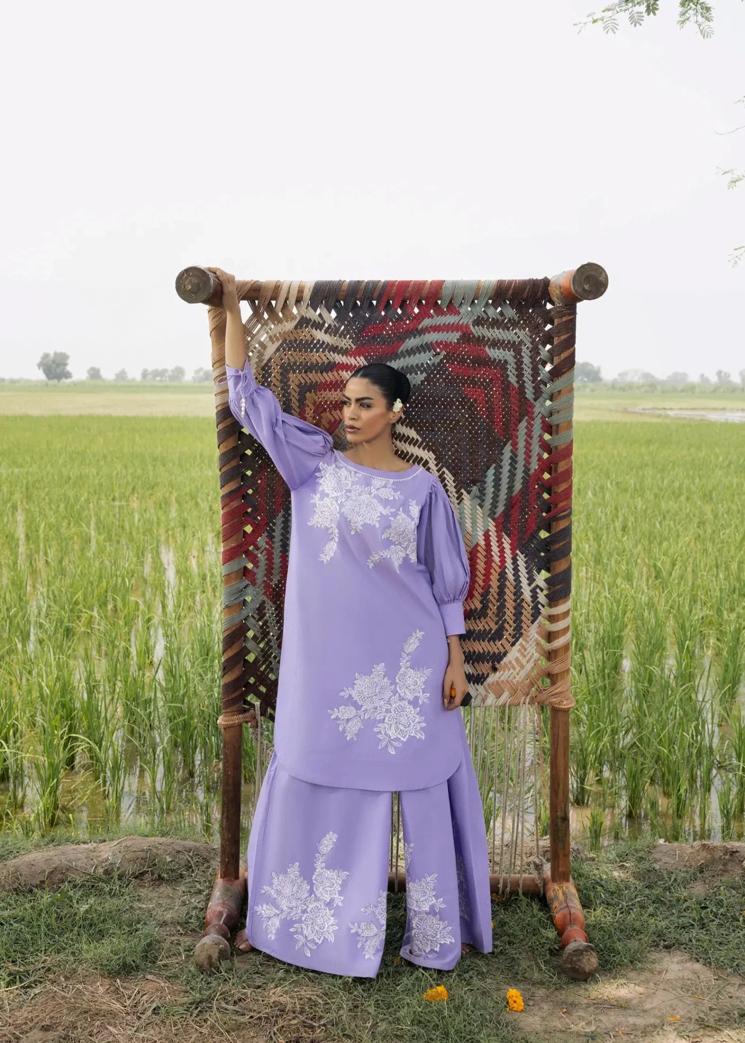 Ladies Purple Embroidered Lawn Shalwar Kameez Online in KSA Riyadh Saudi Arabia Oman Bahrain Qatar