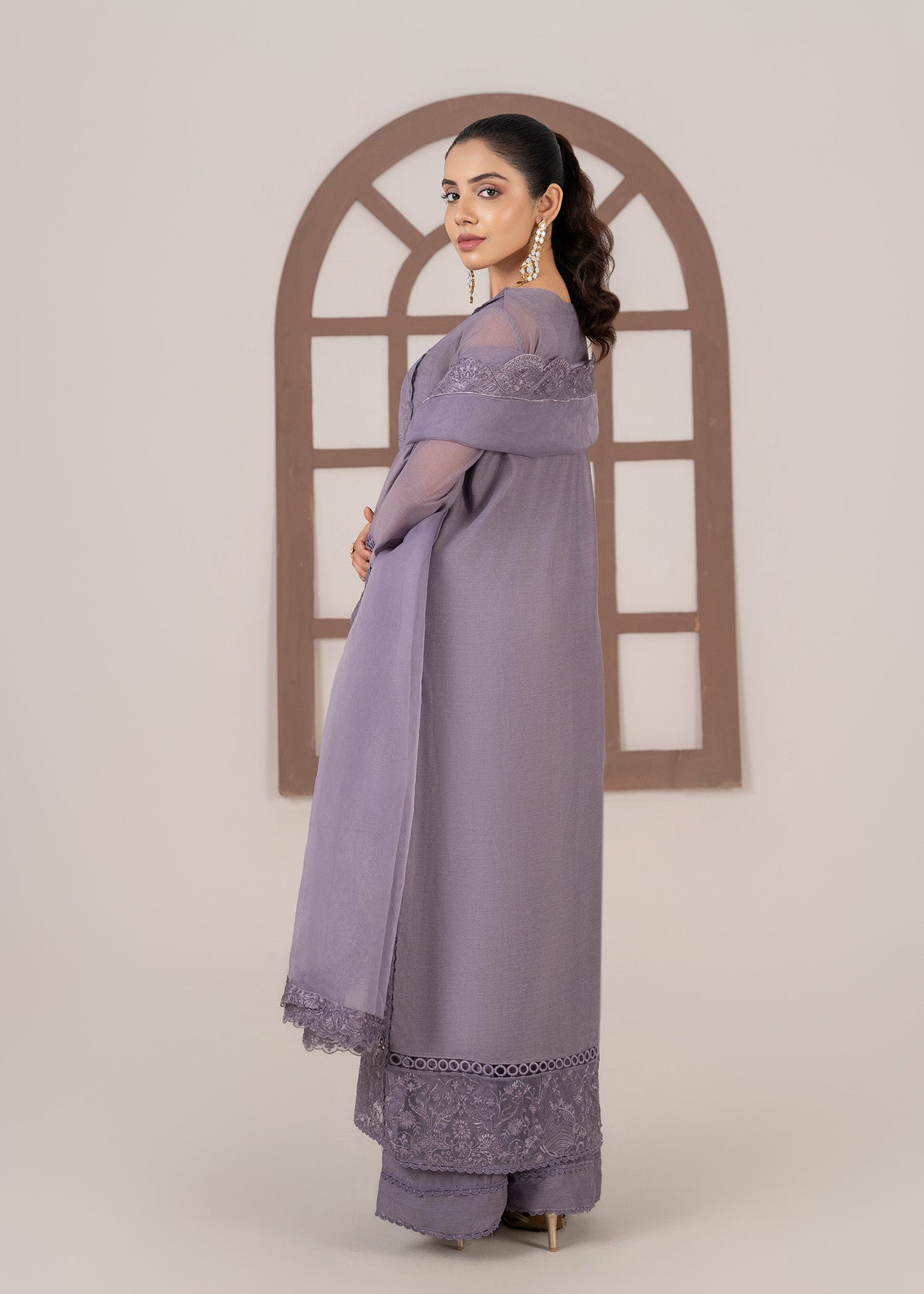 Ladies Purple Embroidered Organza Shalwar Kameez Online in UK USA Canada