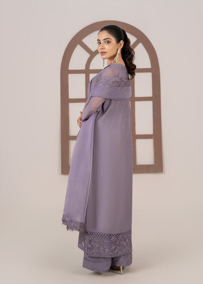 Ladies Purple Embroidered Organza Shalwar Kameez Online in UK USA Canada