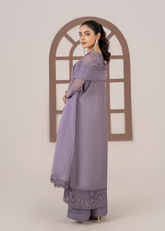 Ladies Purple Embroidered Organza Shalwar Kameez Online in UK USA Canada