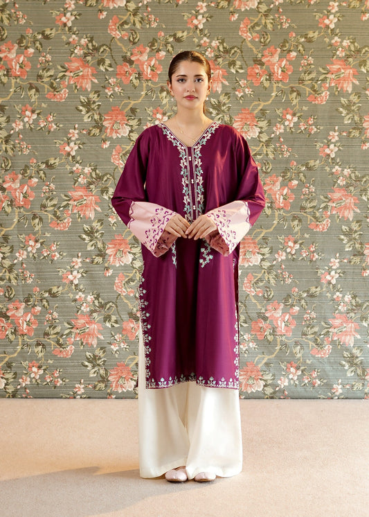 Ladies Purple Lawn Kurta Online in KSA Riyadh Saudi Arabia Oman Bahrain Qatar