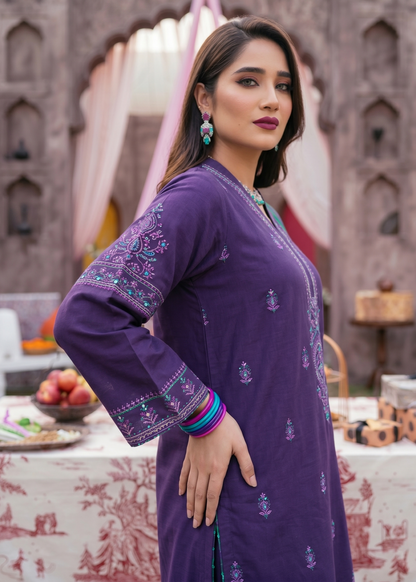 Ladies Purple Lawn Party Wear Salwar Kameez Online in UK USA Canada