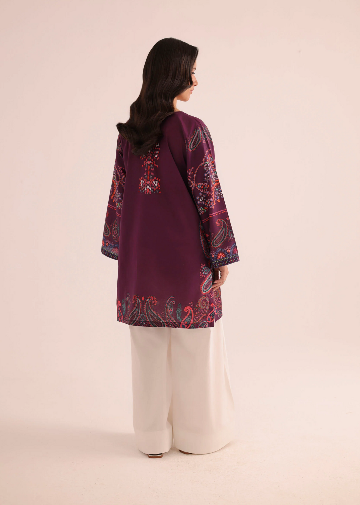 Ladies Purple Printed Lawn Dress Material Online in UK USA Canada