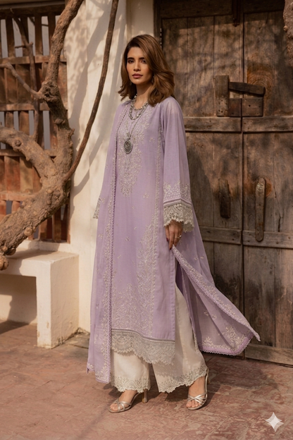 Ladies Purple Pure Lawn Shalwar Kameez Online in KSA Riyadh Saudi Arabia Oman Bahrain Qatar