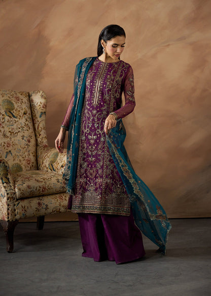 Ladies Purple Raw Silk Embroidered Salwar Kameez Online in Sri Lanka India Australia
