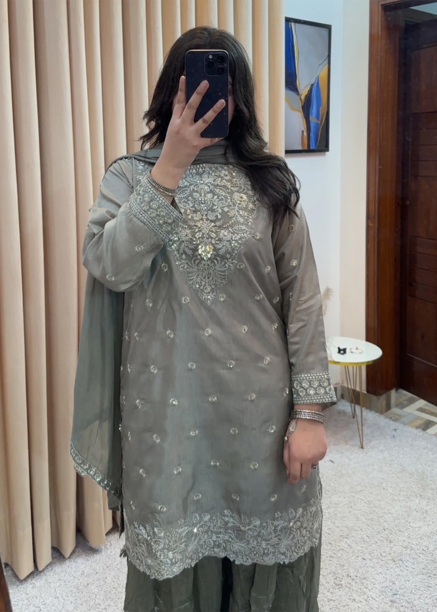 Ladies Raw Silk Sharara Party Wear Online in UK USA Canada