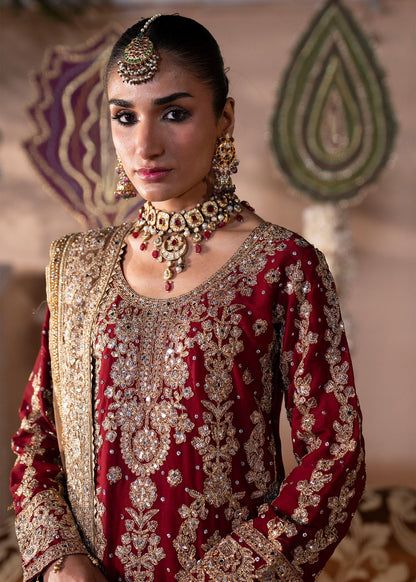 Ladies Red Chiffon Festive Suit Online in UK USA Canada