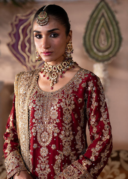 Ladies Red Chiffon Festive Suit Online in UK USA Canada