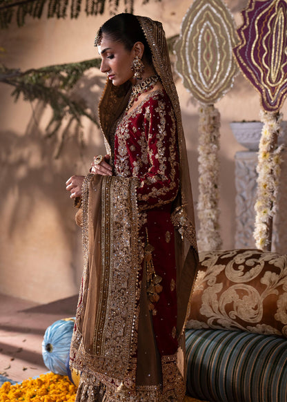 Ladies Red Chiffon Party Wear Gharara Online in UK USA Canada